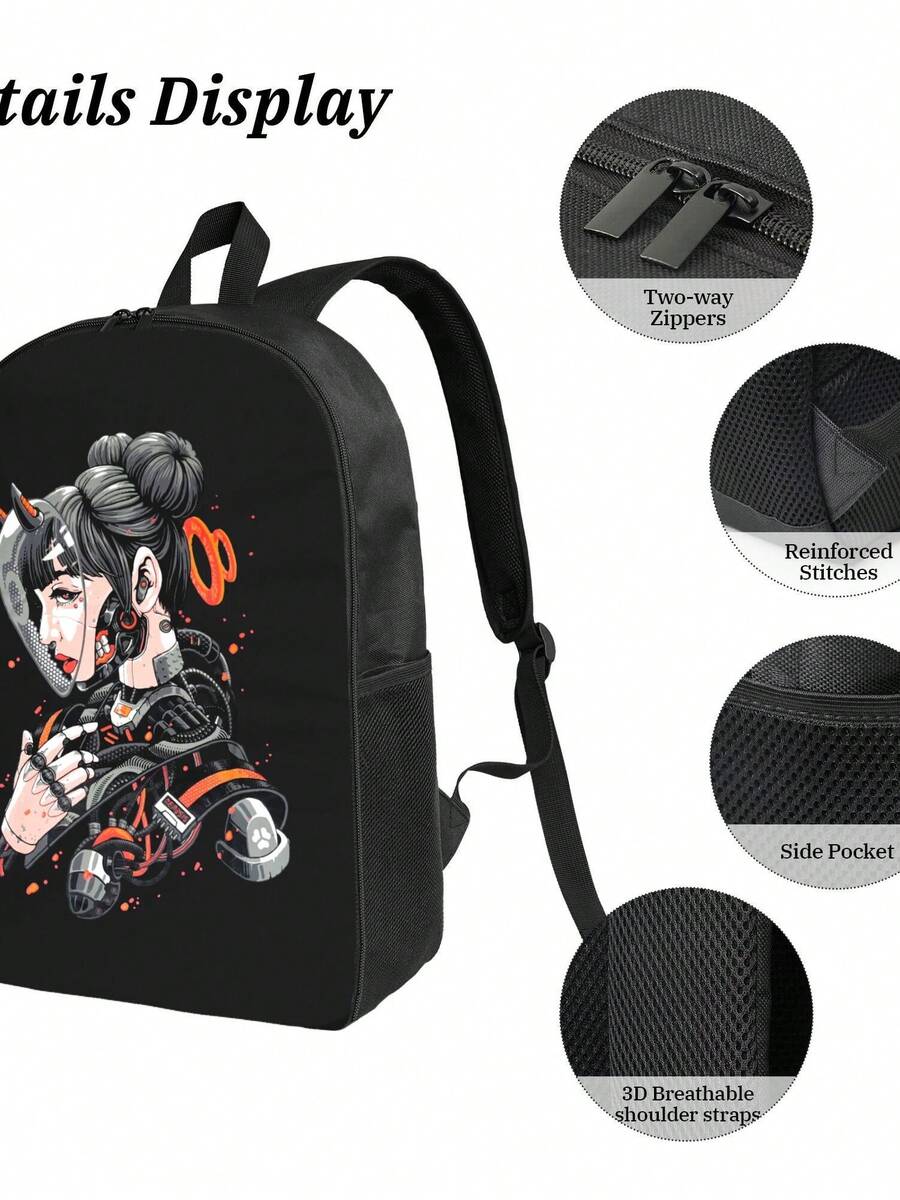 Travel Backpack Anti Theft - Cyberpunk Cyborg Girl Waterproof Backpack Large