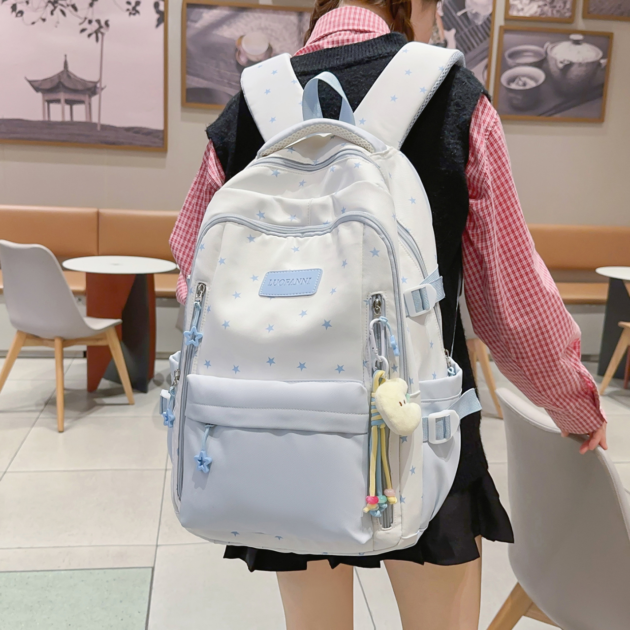 Women's Cream White & Yellow C – обзор и цена Canvas Backpack Casual