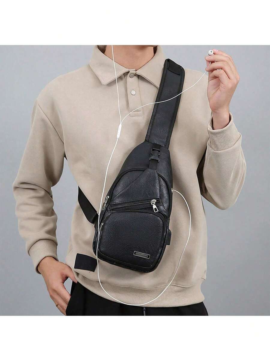 Mens PU Leather Sling Bag With – обзор и цена Sling Backpack Shoulder
