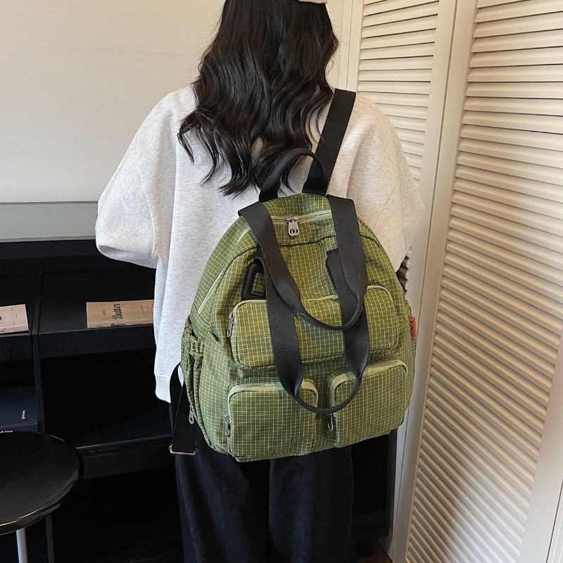 Multi-pocket Checkered Youth B – обзор и цена Canvas Backpack Casual