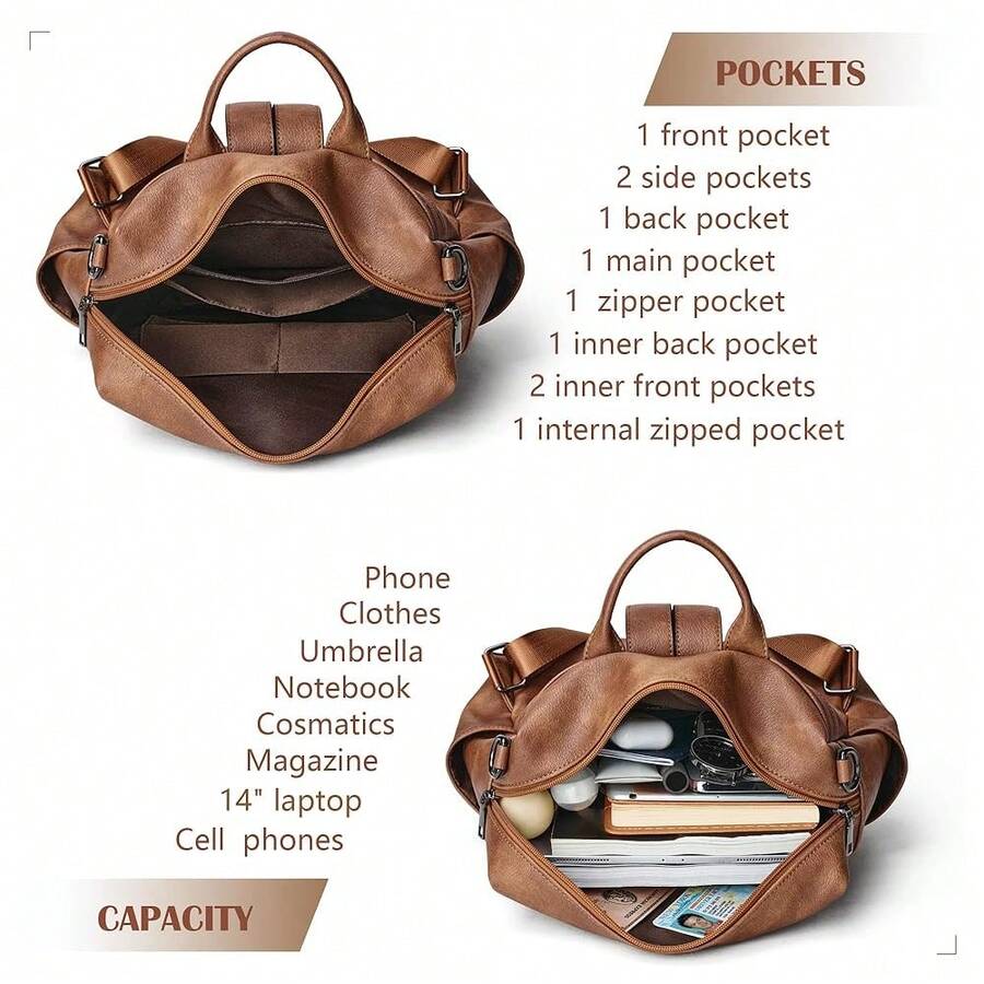 Women Fashion Vintage Brown PU – обзор и цена Fashion Backpack Women
